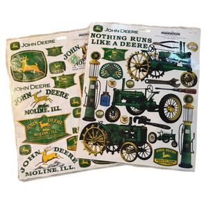 John Deere Scrapbook Sticker Sheets 10x8 Green Yellow 2000s